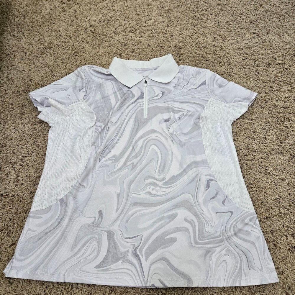 Fils Activewear Women's 1/4 Zip-Up White Short Sleeves Top Size XL